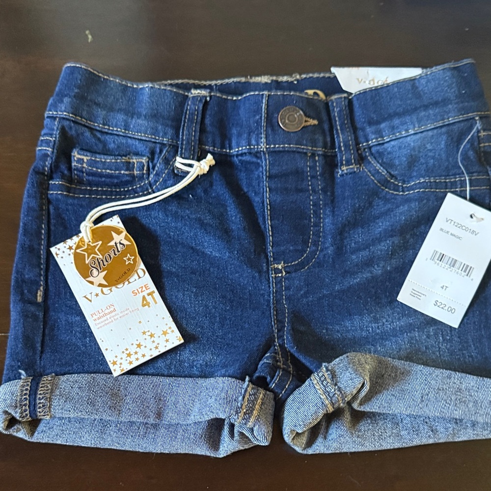 V-Gold Toddler Girls Dark Blue Denim Shorts - 4T